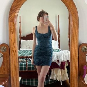 Nicole Miller ruched blue dress